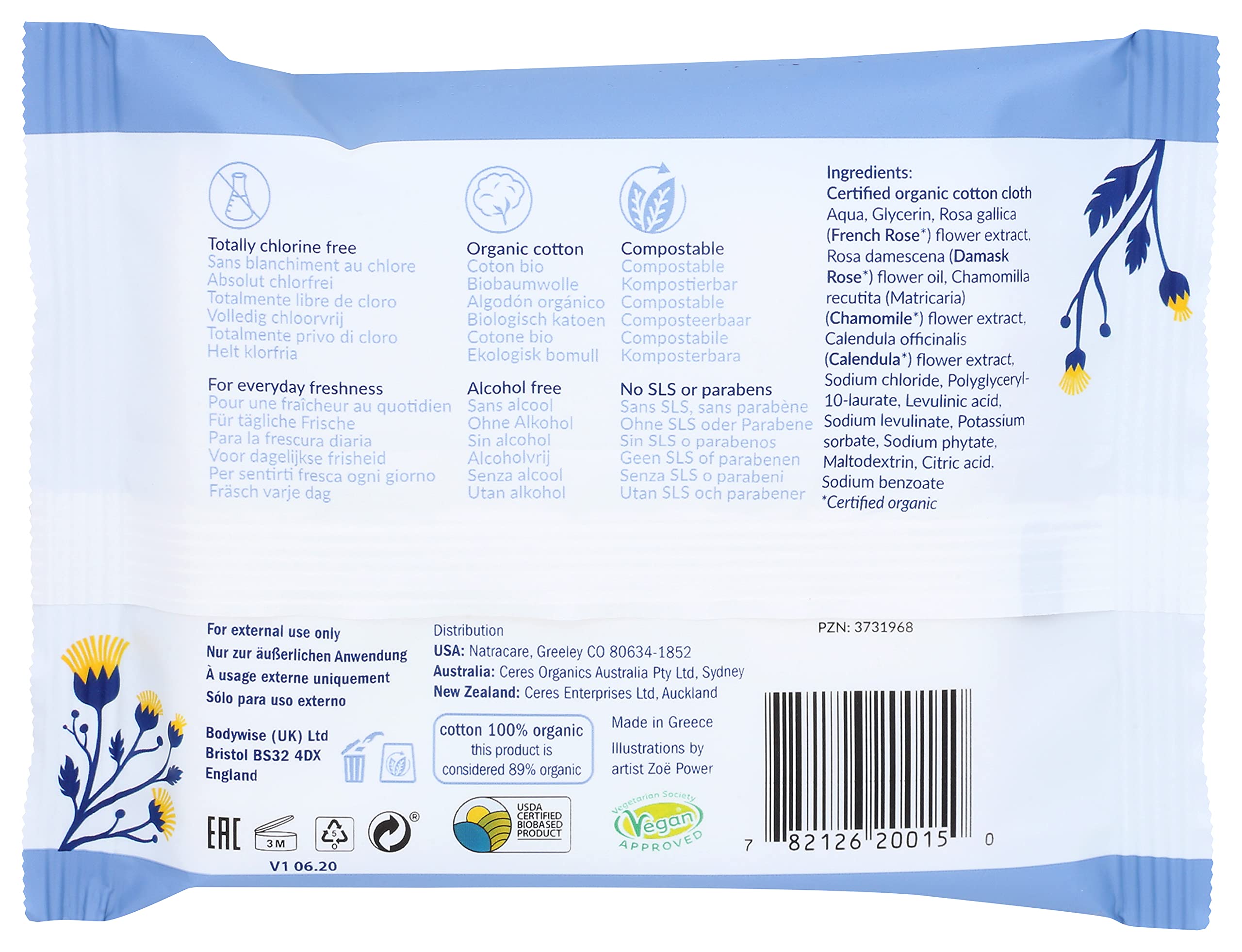 Natracare lingettes certifiées bio, rassurent sur des ingrédients naturels.