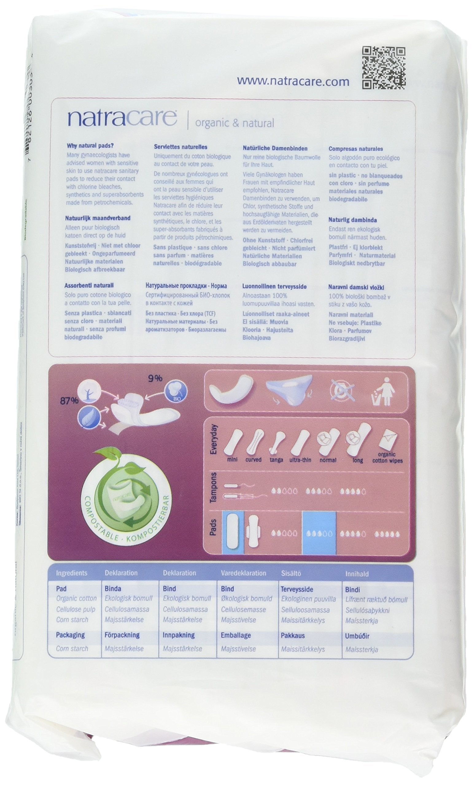 Natracare Maxi, ailes sécurisantes, fixation fiable jour et nuit.