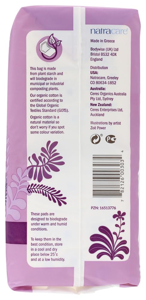 Natracare Maxi Super sans parfums ni colorants pour peau sensible.
