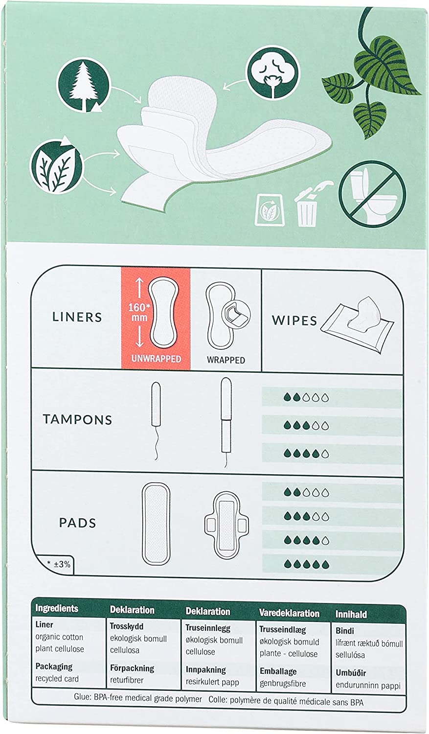 Natracare protégeant-slips incurves sans plastique, approche naturelle