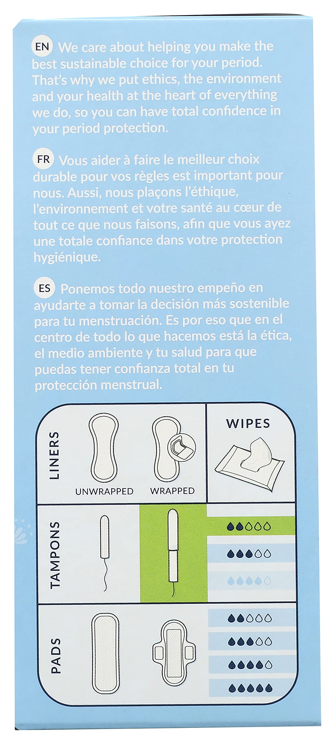 Texture coton blanc et doux des tampons Natracare, confort quotidien.