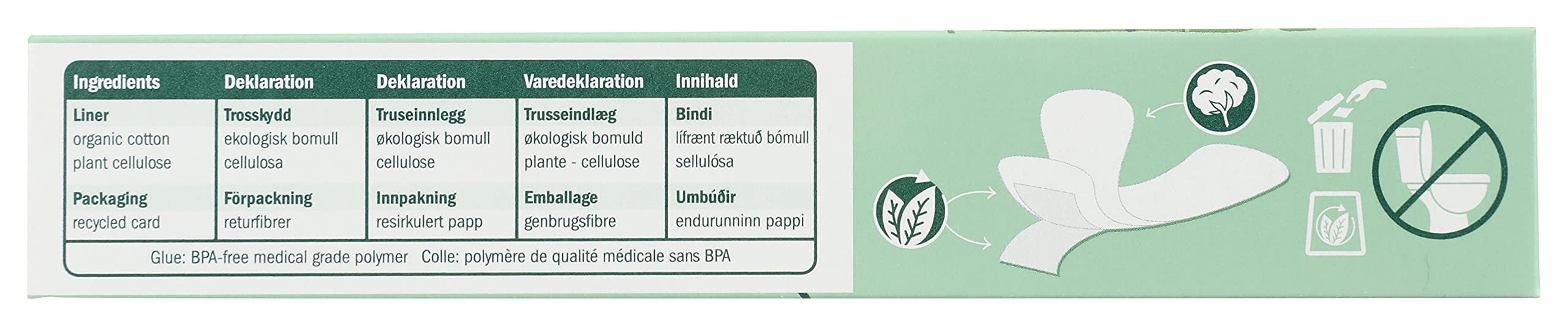 Forme discrète et absorbante du protège-slip Natracare.