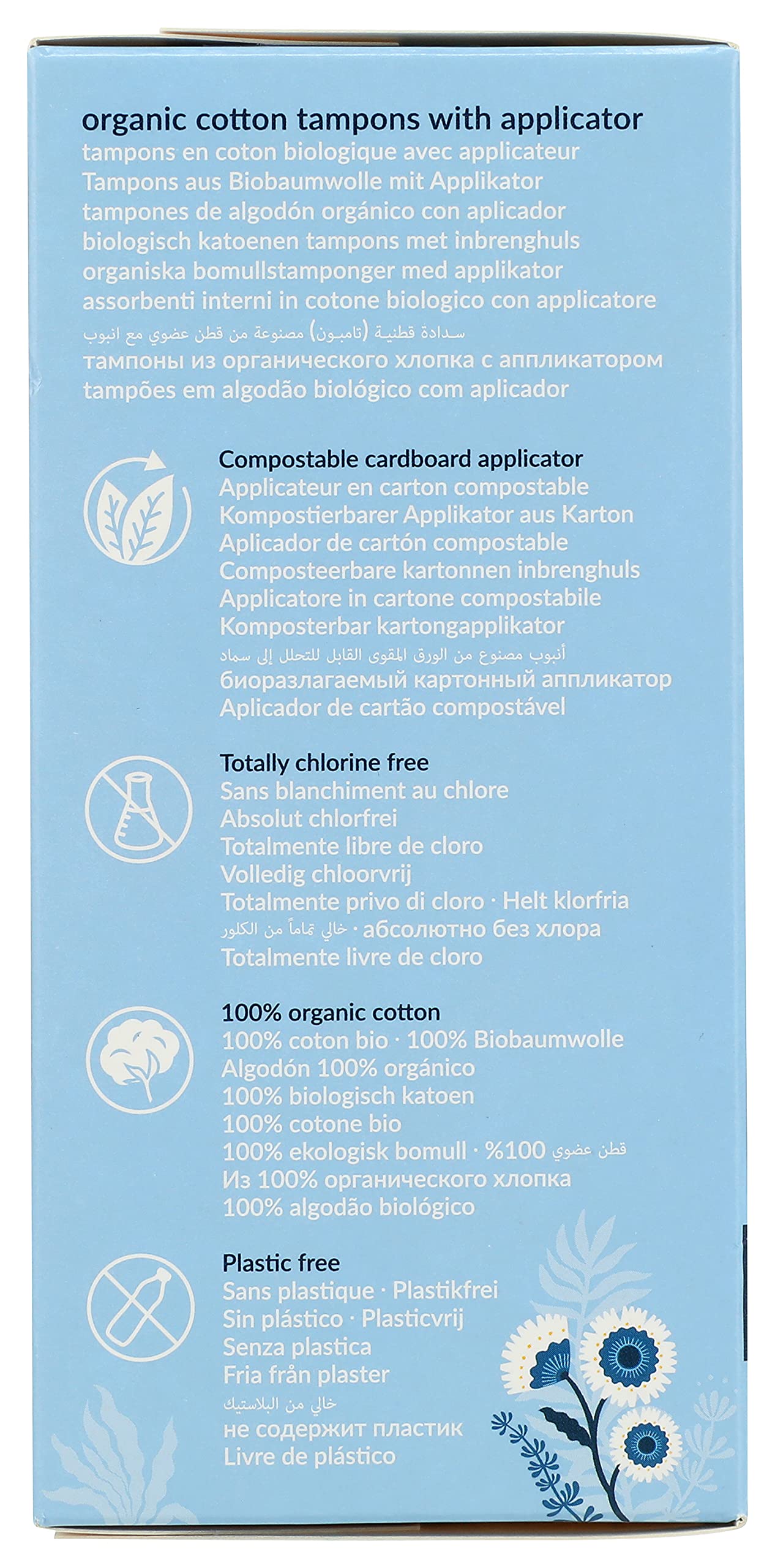 Natracare tampon biologique compostable, fin de vie compatible avec le compostage.