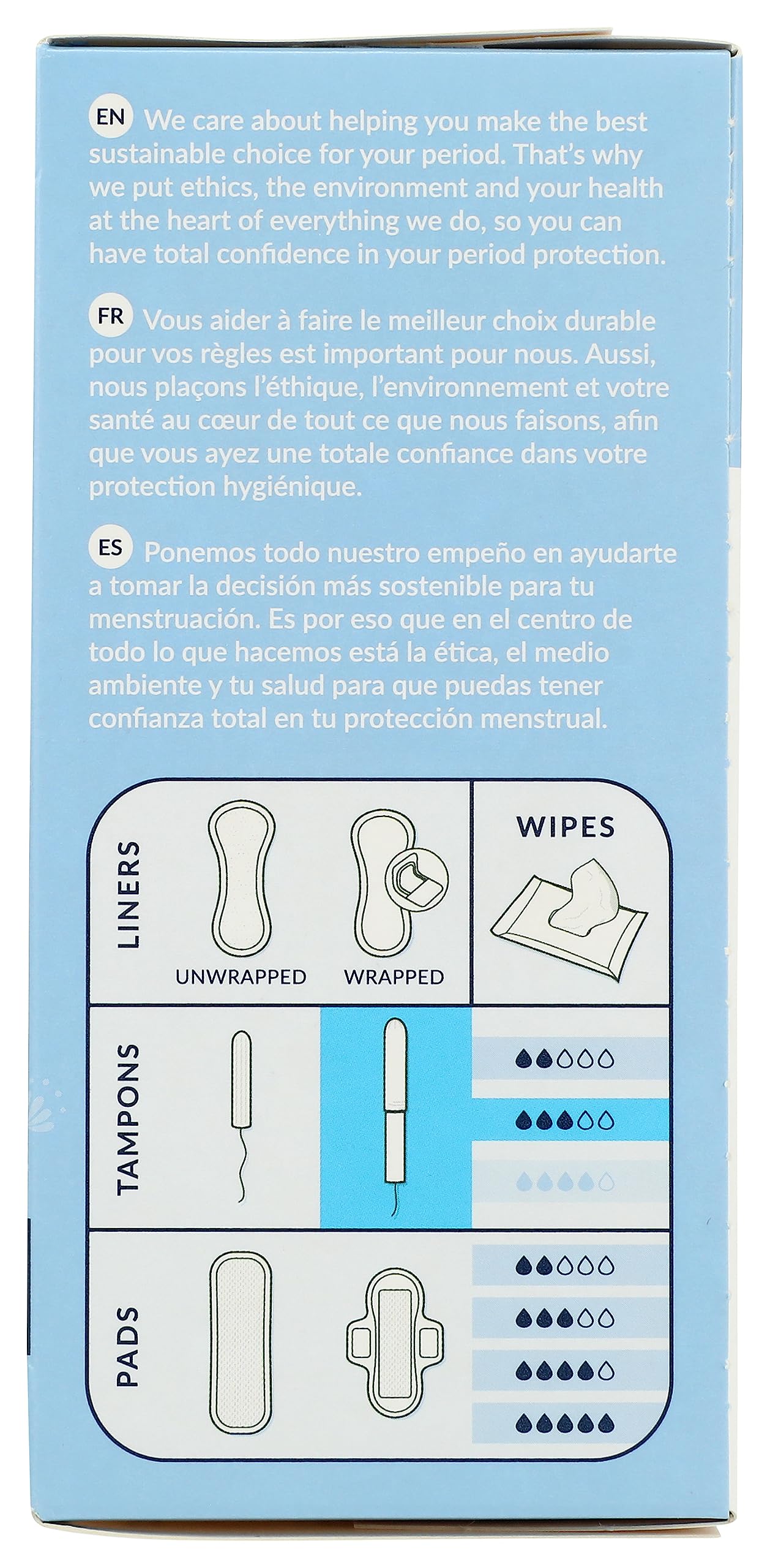 Tampons Natracare biodégradables et compostables pour une option respectueuse de l'environnement.