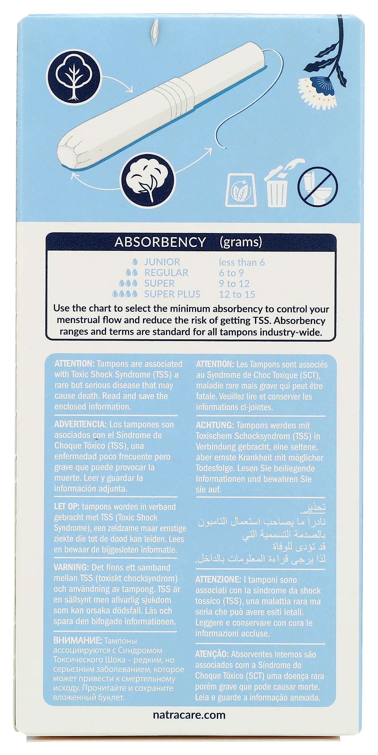 Tampons Natracare coton biologique vegan certifié Made Safe pour une routine durable.