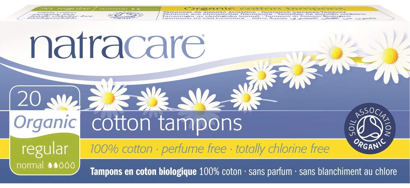 Tampons Natracare en coton biologique sans applicateur, format 20 pièces, confort naturel
