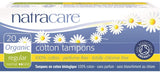 Tampons Natracare en coton biologique sans applicateur, format 20 pièces, confort naturel