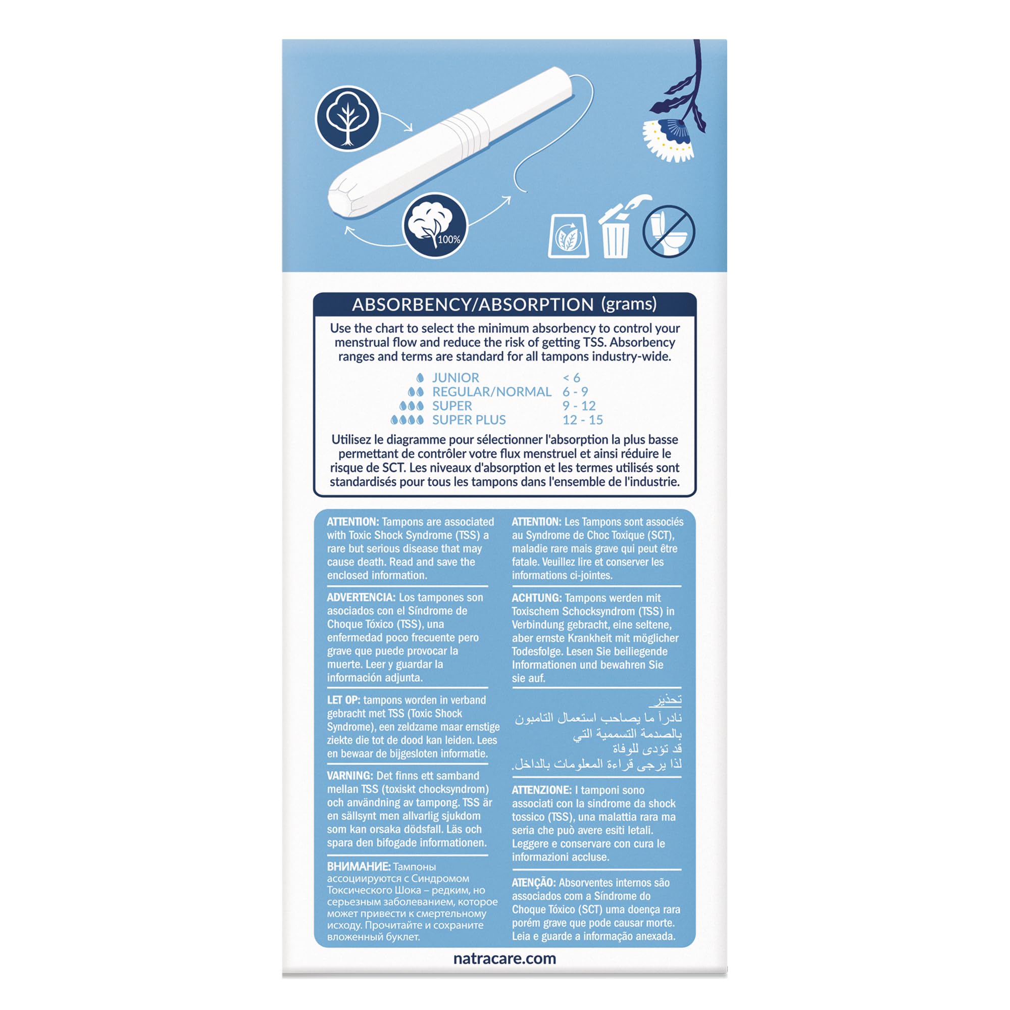 Natracare Tampons coton biologique Super détails produit pour usage quotidien