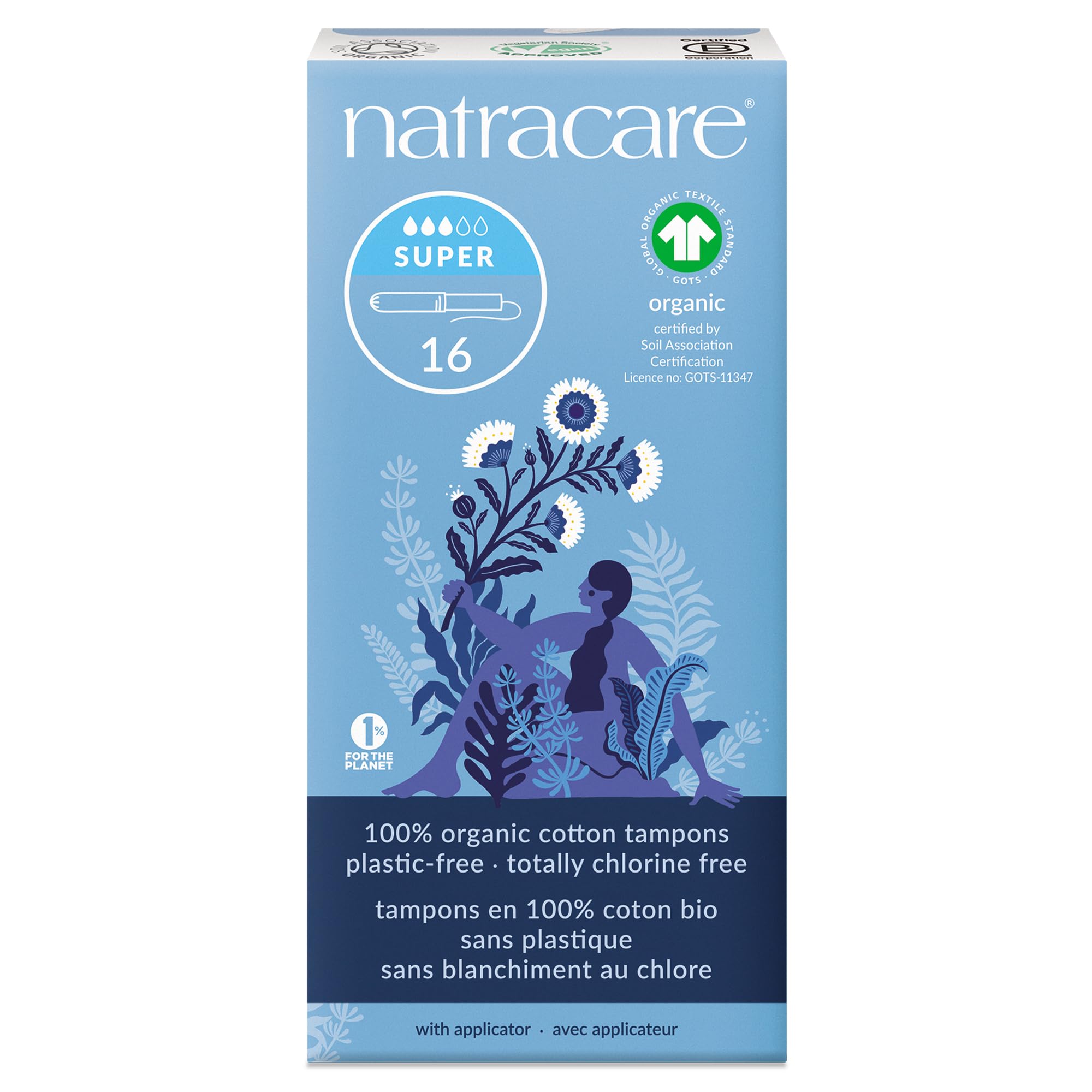 Natracare Tampons coton biologique Super emballage recyclable et naturel