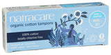 Tampon Natracare coton biologique certifié, sans chlore pour douceur.