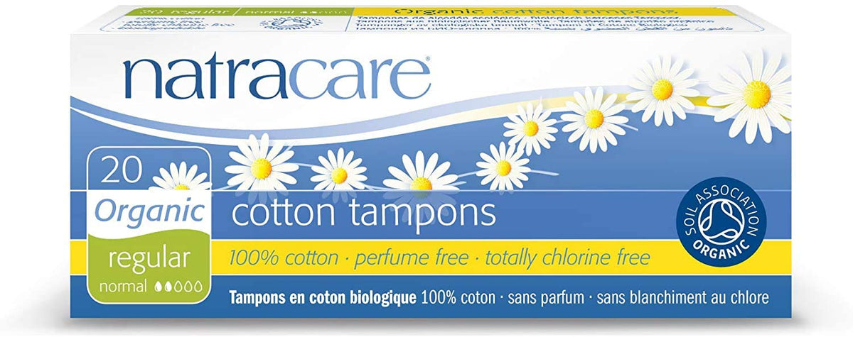 Tampons non-applicateur réguliers Natracare, coton biologique pour confort quotidien.