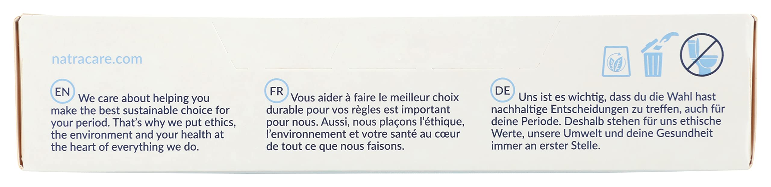 Tampons Natracare sans additifs chimiques, idéal pour sensibilité cutanée.