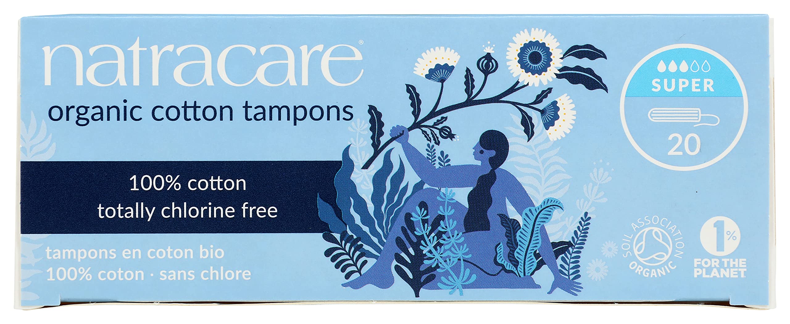 Tampon Natracare sans rayon et sans plastiques, pureté textile.