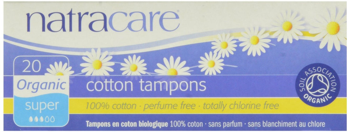 Tampons Natracare Super 20ct — emballage de six boîtes, pratique et économique