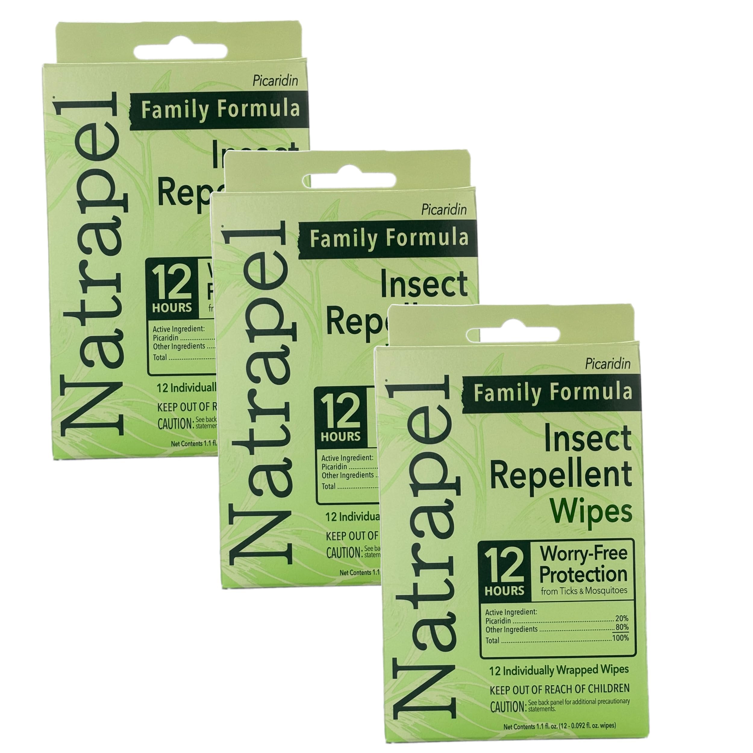 Lingettes Natrapel 20% Picaridin, protection durable pour les moustiques et tiques.