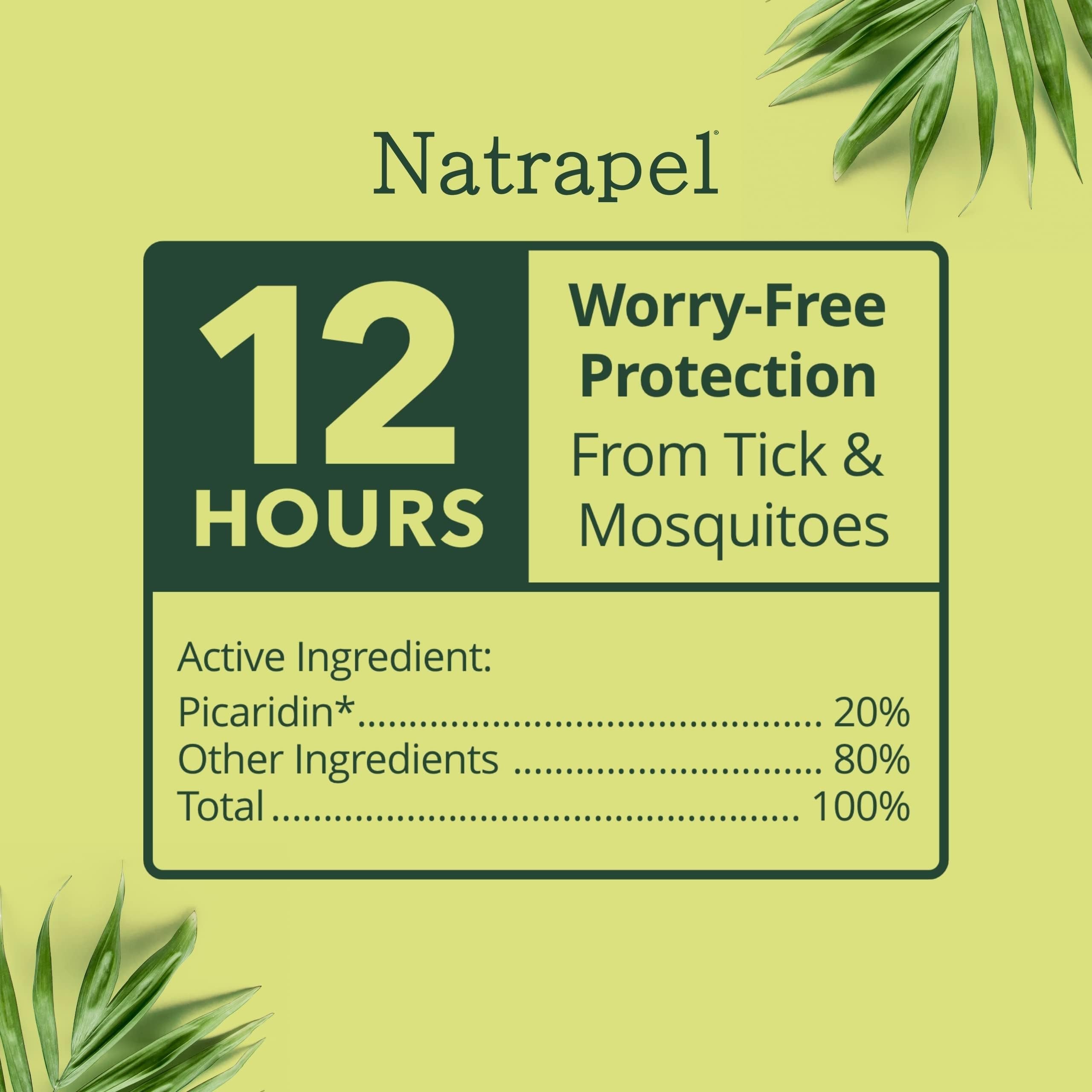 Spray Natrapel contre les tiques appliqué sur la peau après randonnée