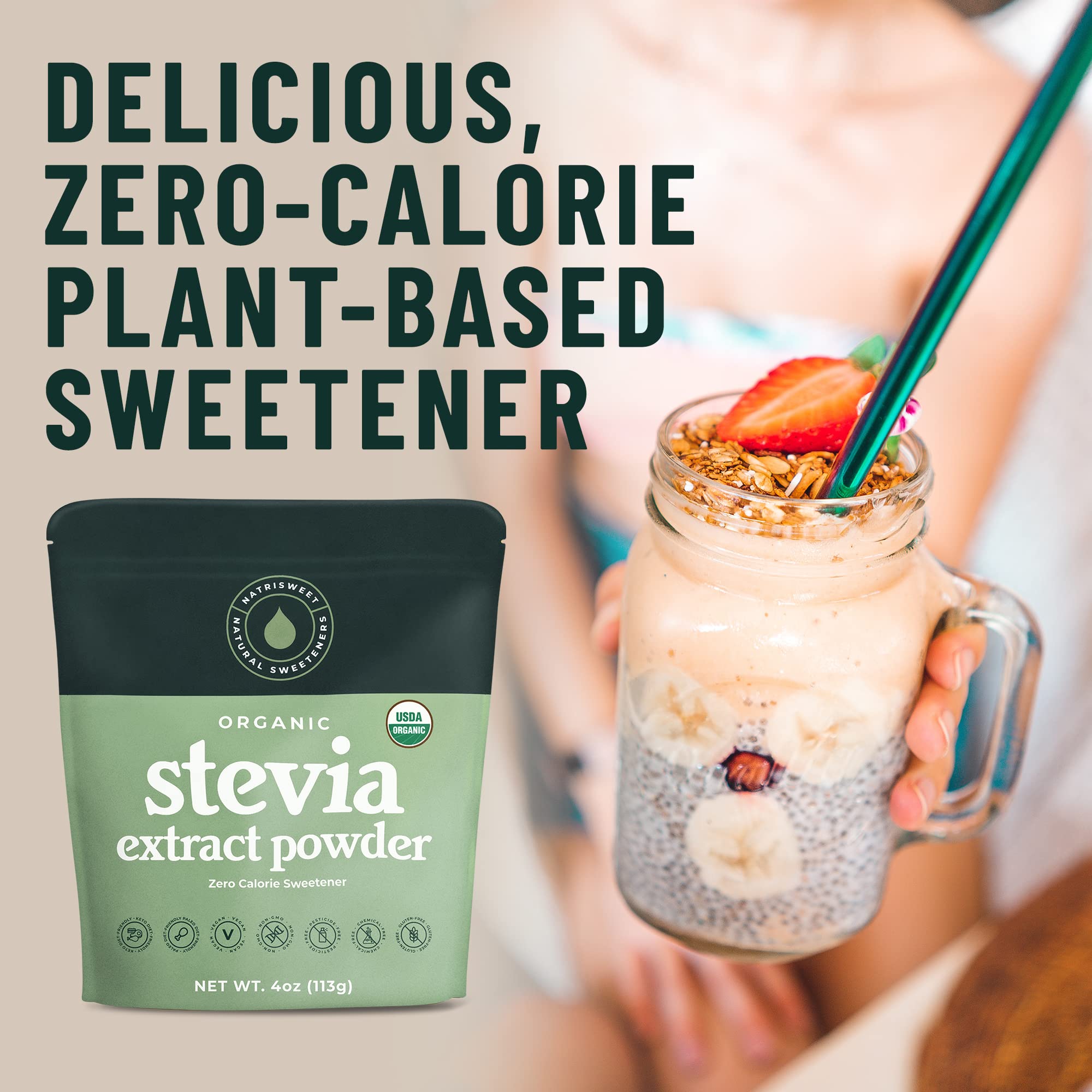 NatriSweet poudre stevia café – douceur sans sucre ajouté pour votre boisson.