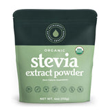 NatriSweet poudre d'extrait de stevia en flacon, douceur naturelle sans calories idéale pour cuisiner.