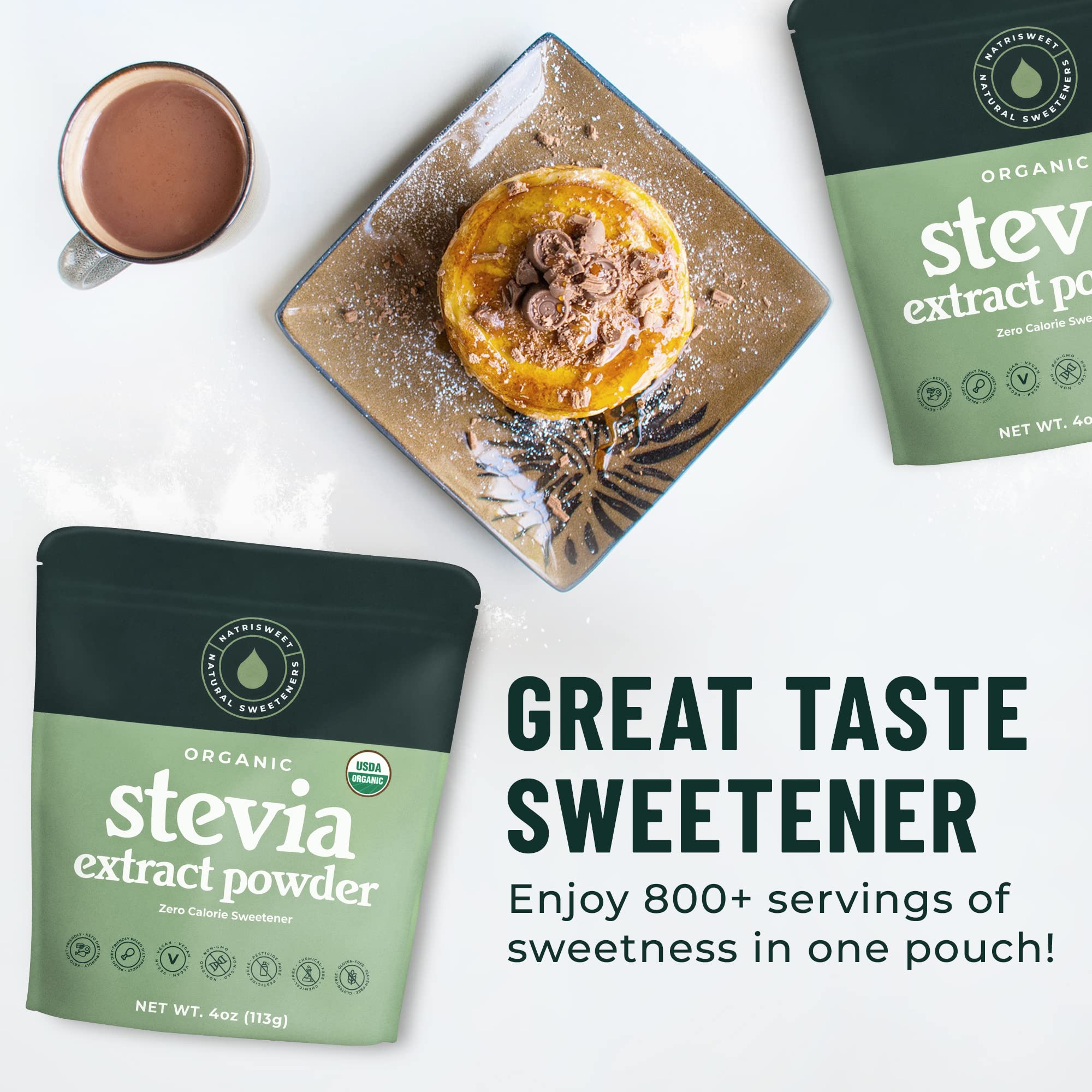 NatriSweet poudre stevia pâtisserie – parfaite pour sucrer desserts sans calories.