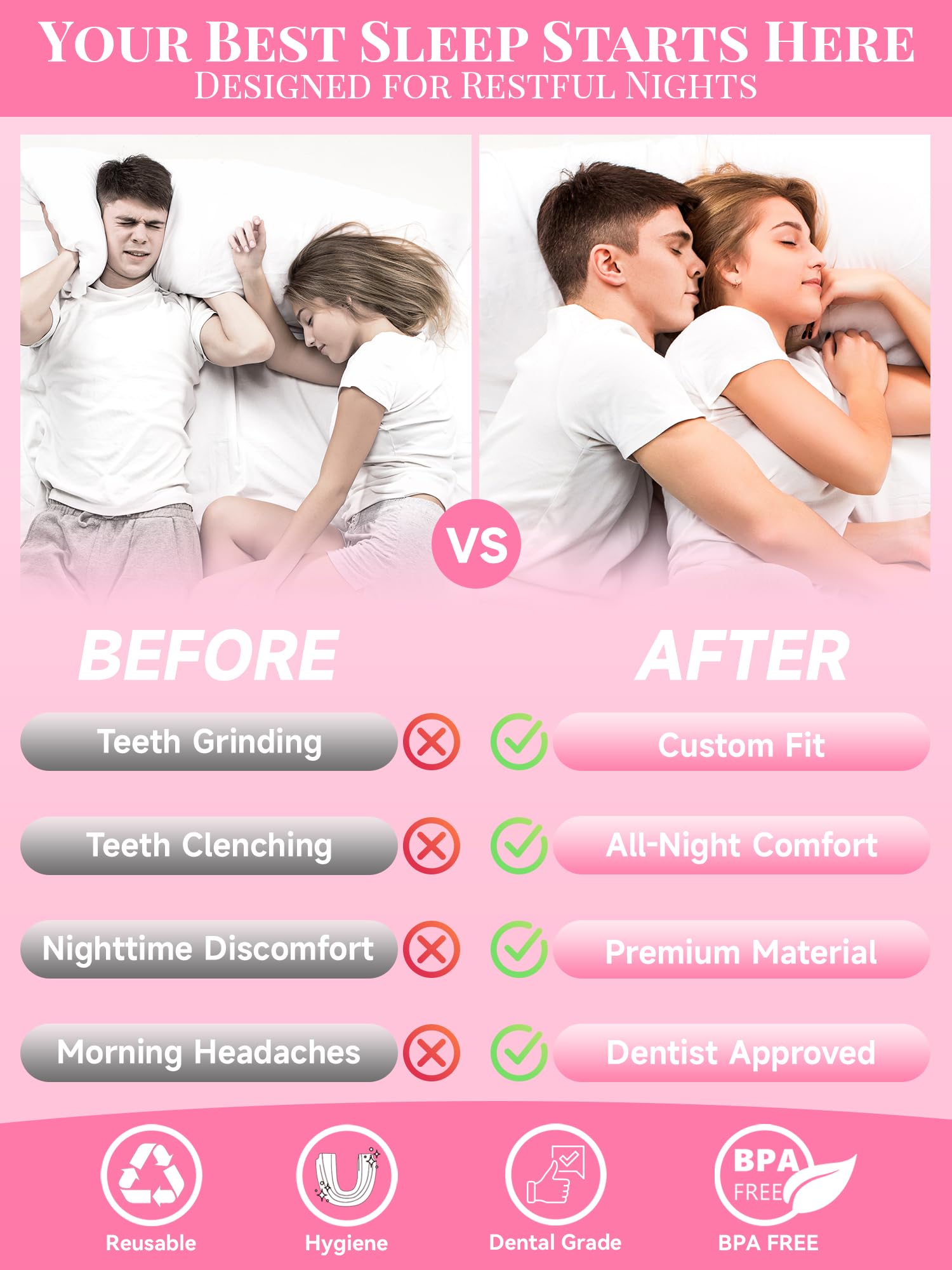 natrlteeth gouttière nocturne rose - nettoyage simple après chaque utilisation