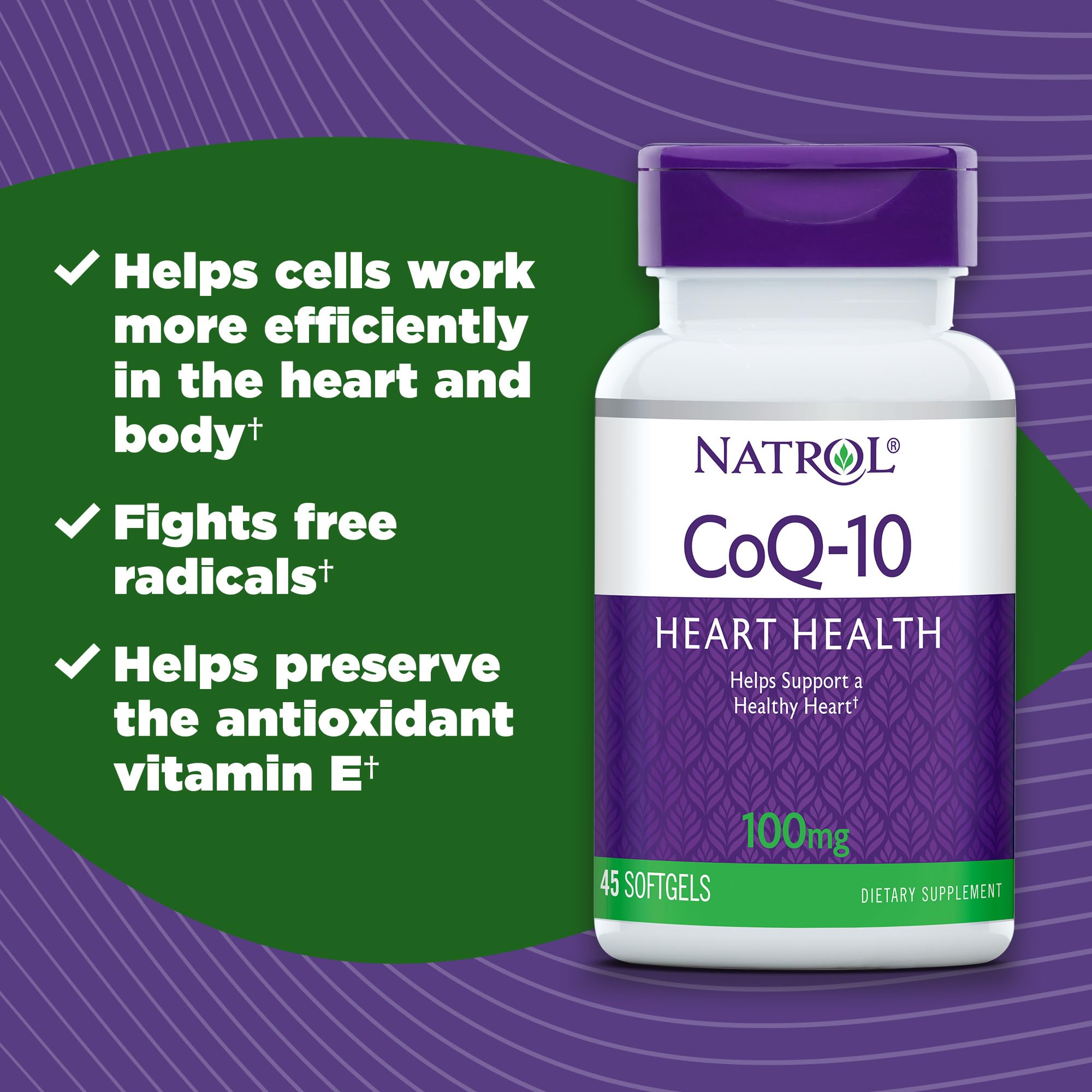 Natrol CoQ-10: dosage-100mg par jour pour maintenir les niveaux.