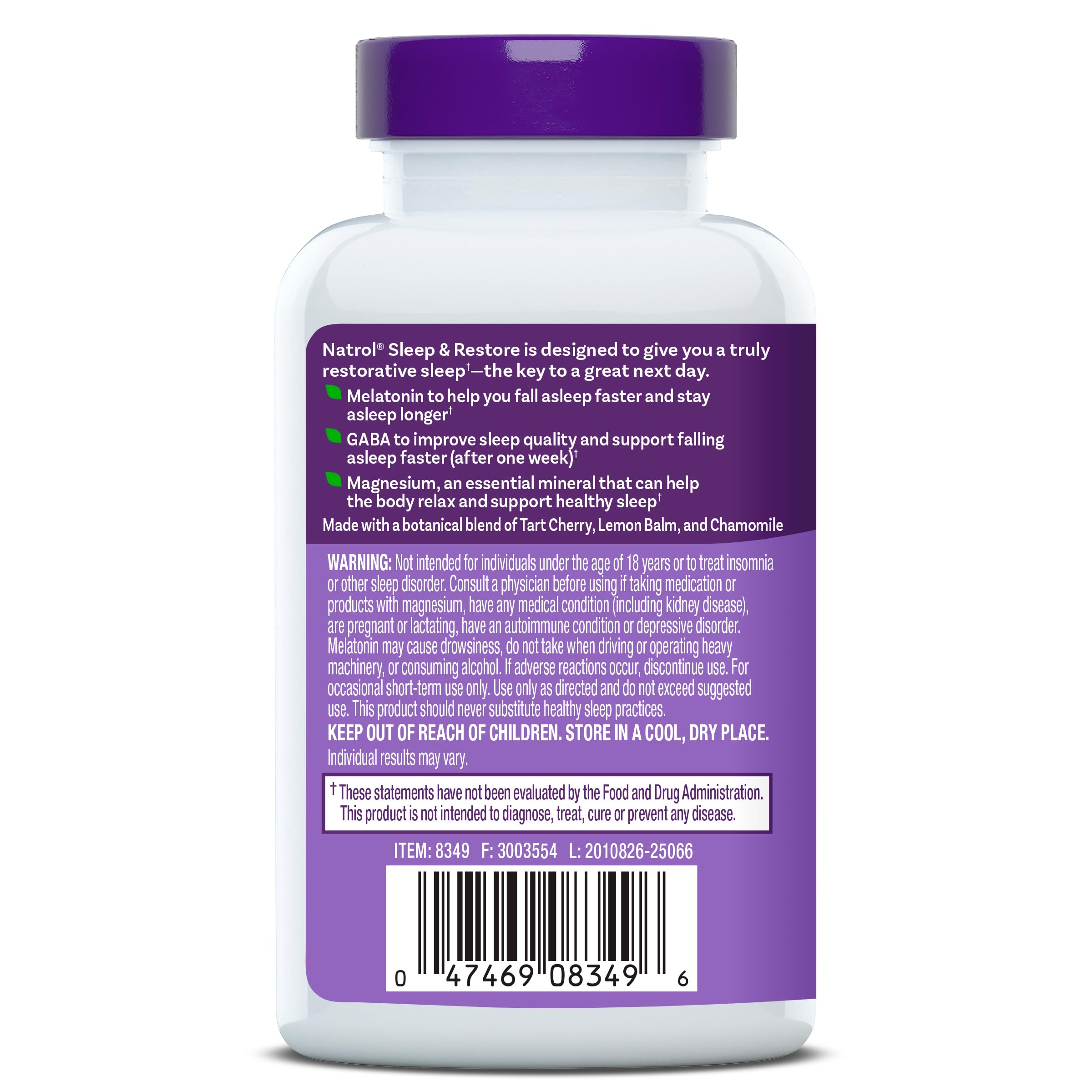 Natrol Sleep & Restore peut favoriser endormissement en environ 15 minutes.