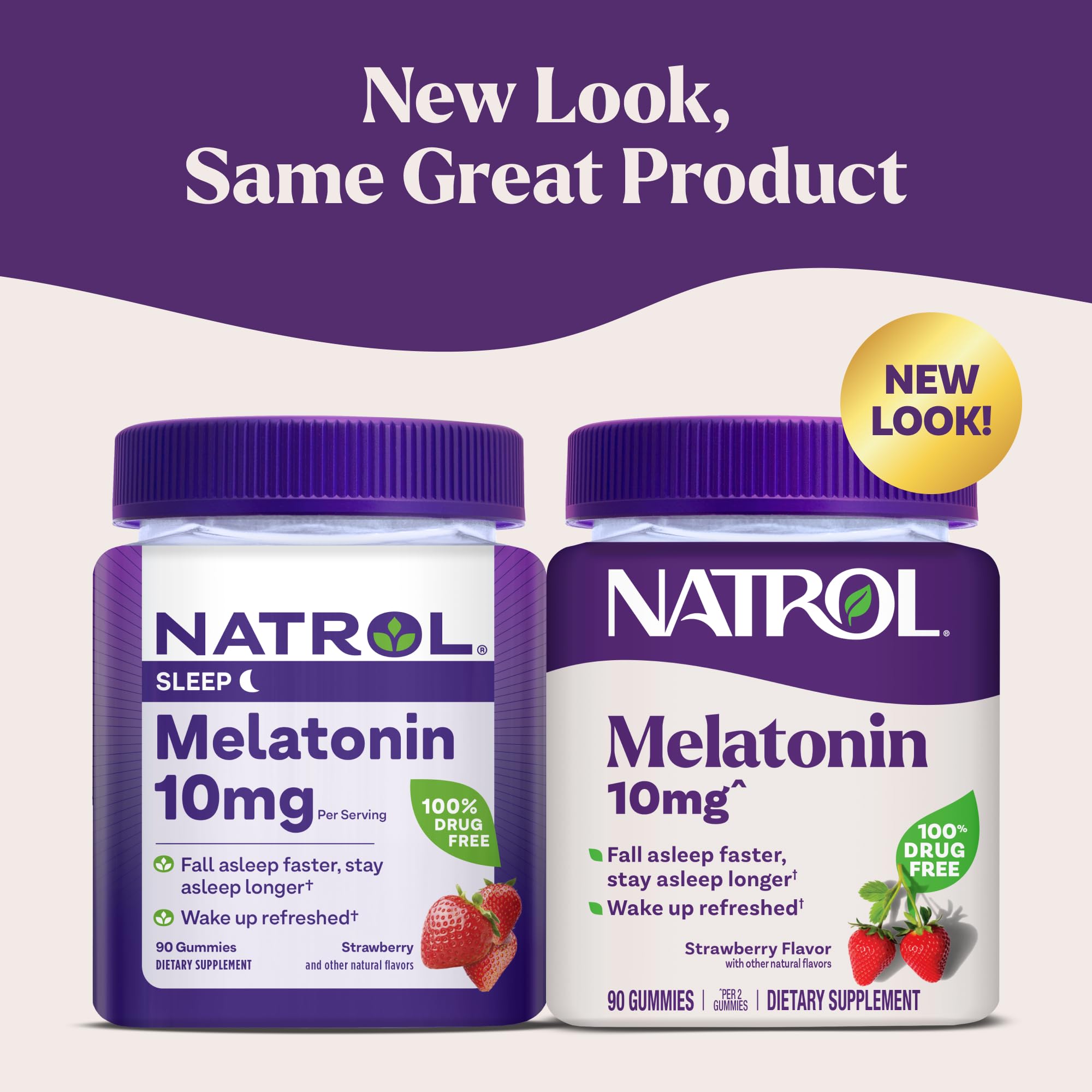 Natrol Gommes Mélatonine 10 mg texture moelleuse, aide potentielle à rester endormi.