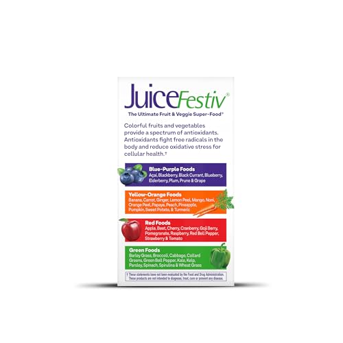 Natrol JuiceFestiv – ingrédients naturels et colorés pour l'énergie quotidienne.