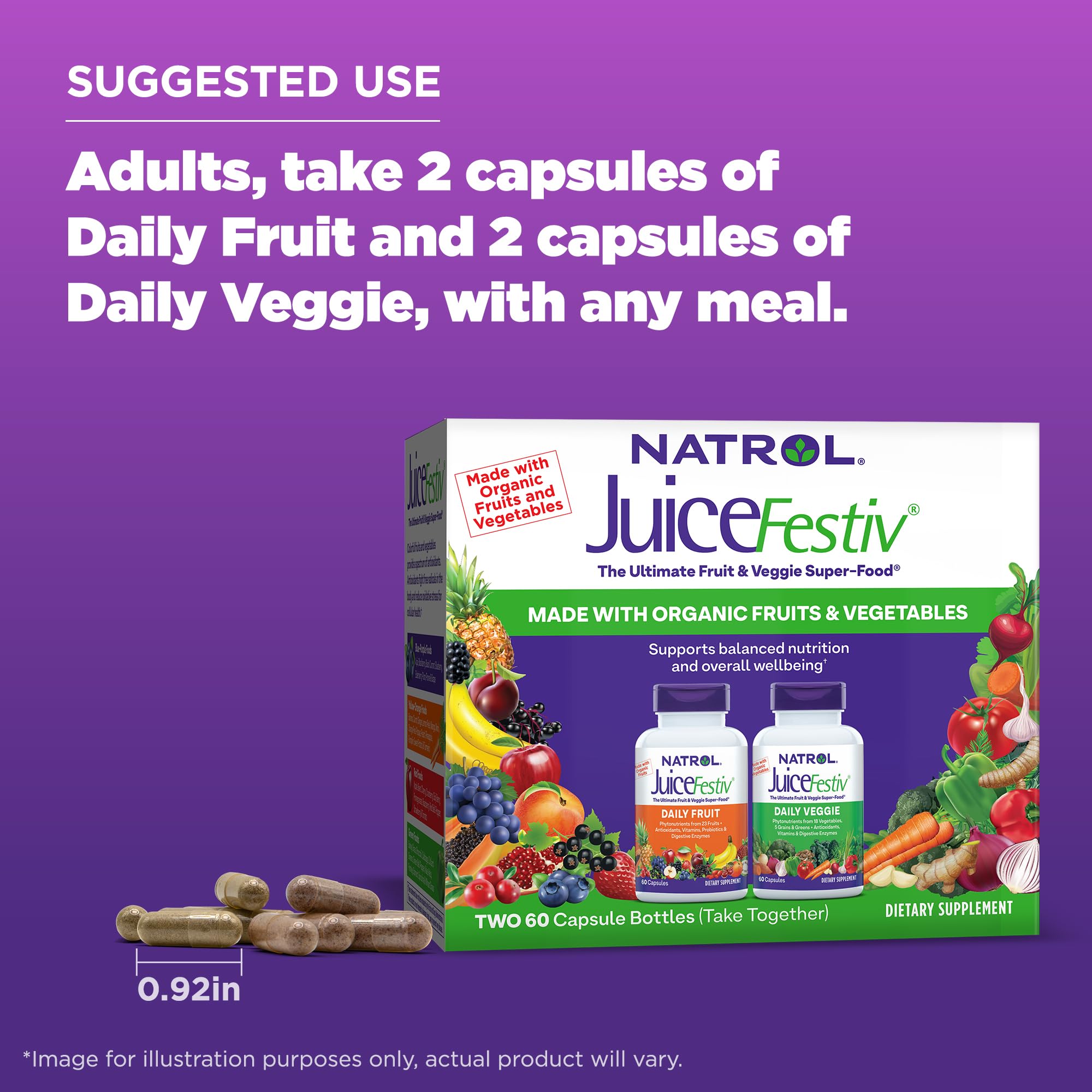 Natrol JuiceFestiv – prise facile avec un repas dans une routine active.