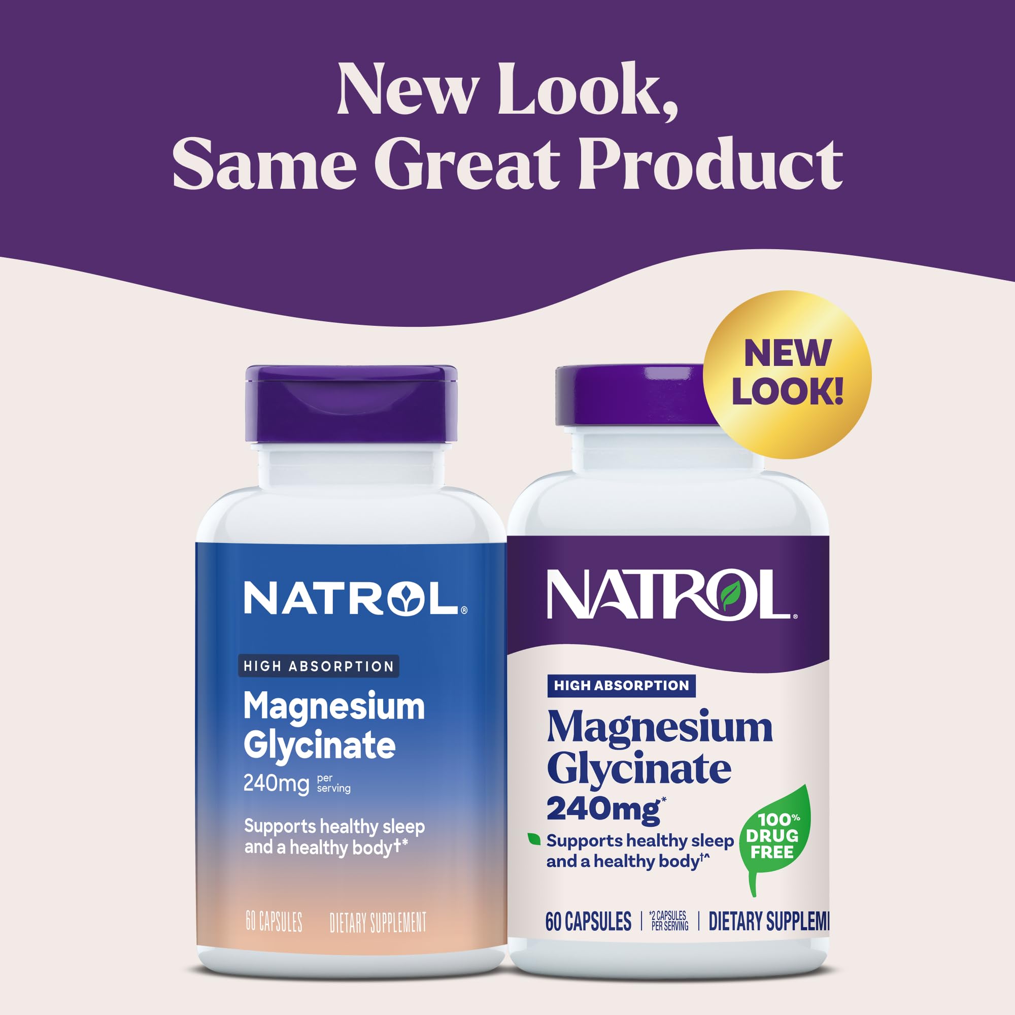 Boîte Natrol Magnésium Glycinate, format 30 jours, pratique pour la routine
