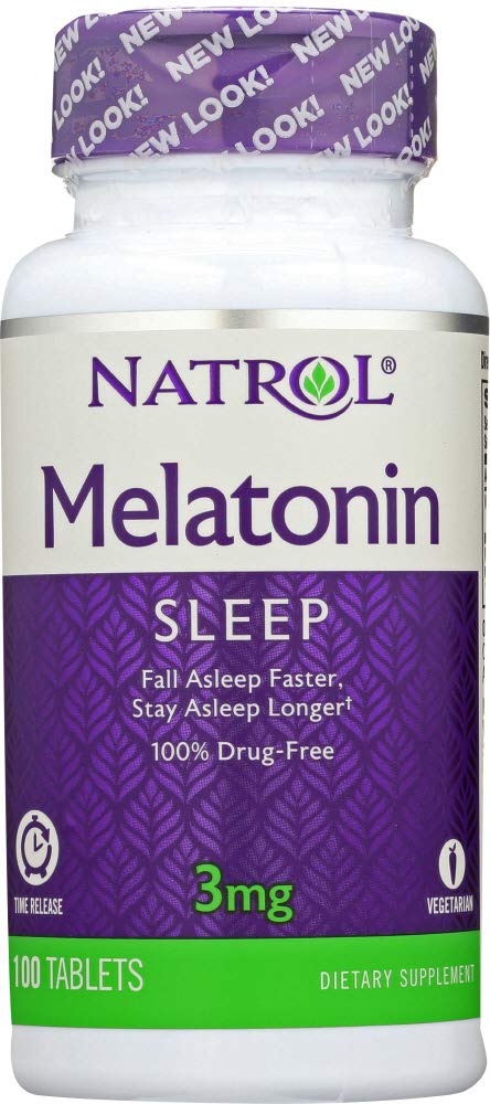 Bouteille Natrol Mélatonine 3 mg, soutien potentiel au sommeil régulier.