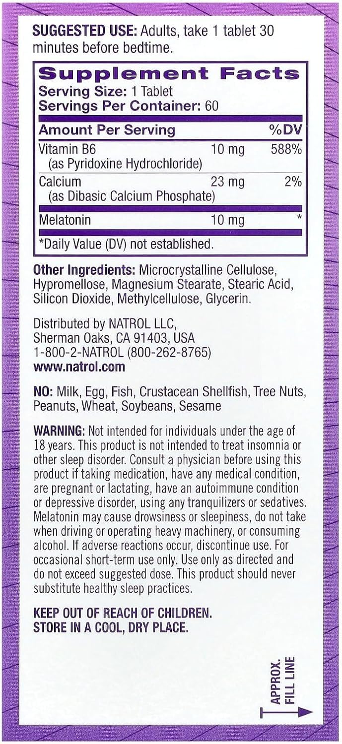 Natrol 3-pack, étiquette 60 comprimés, aide potentiellement à des nuits plus durables.