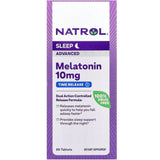 Natrol Mélatonine 10 mg, bouteille, peut favoriser un endormissement plus rapide.
