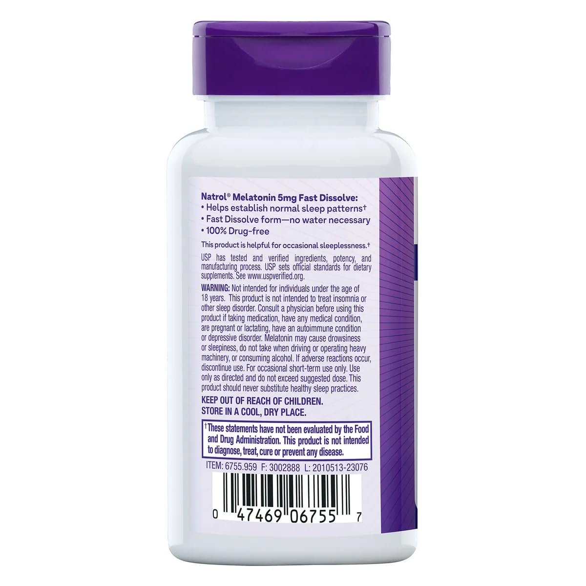 Natrol Mélatonine 5 mg – tablette sous-langue à dissolution rapide pour routine nocturne