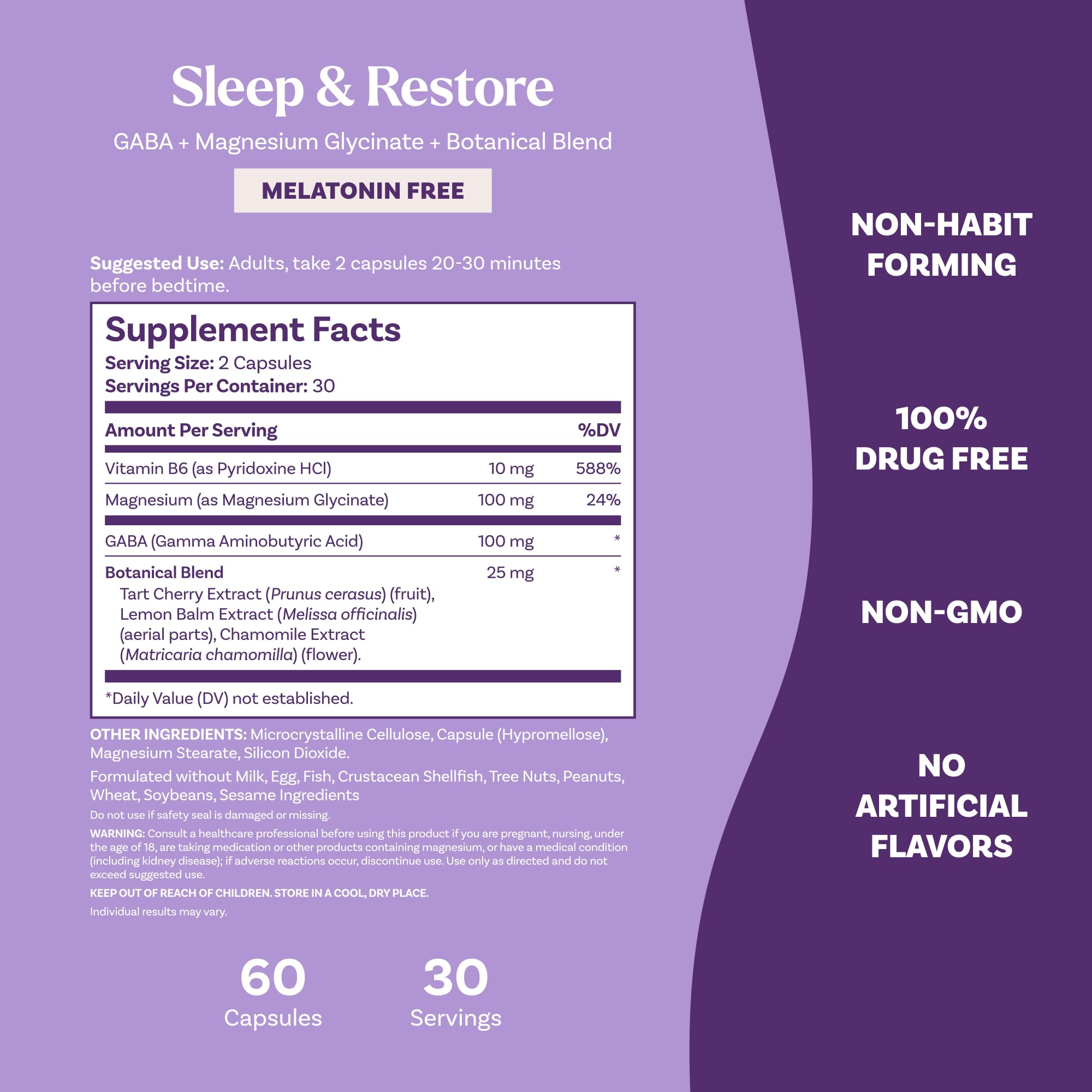 Natrol Sleep & Restore – vitamine B6 10 mg pour le soutien nerveux.