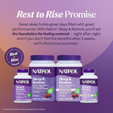 Texture moelleuse et saveur cerise; Natrol Sommeil et Restauration pour routine nocturne.