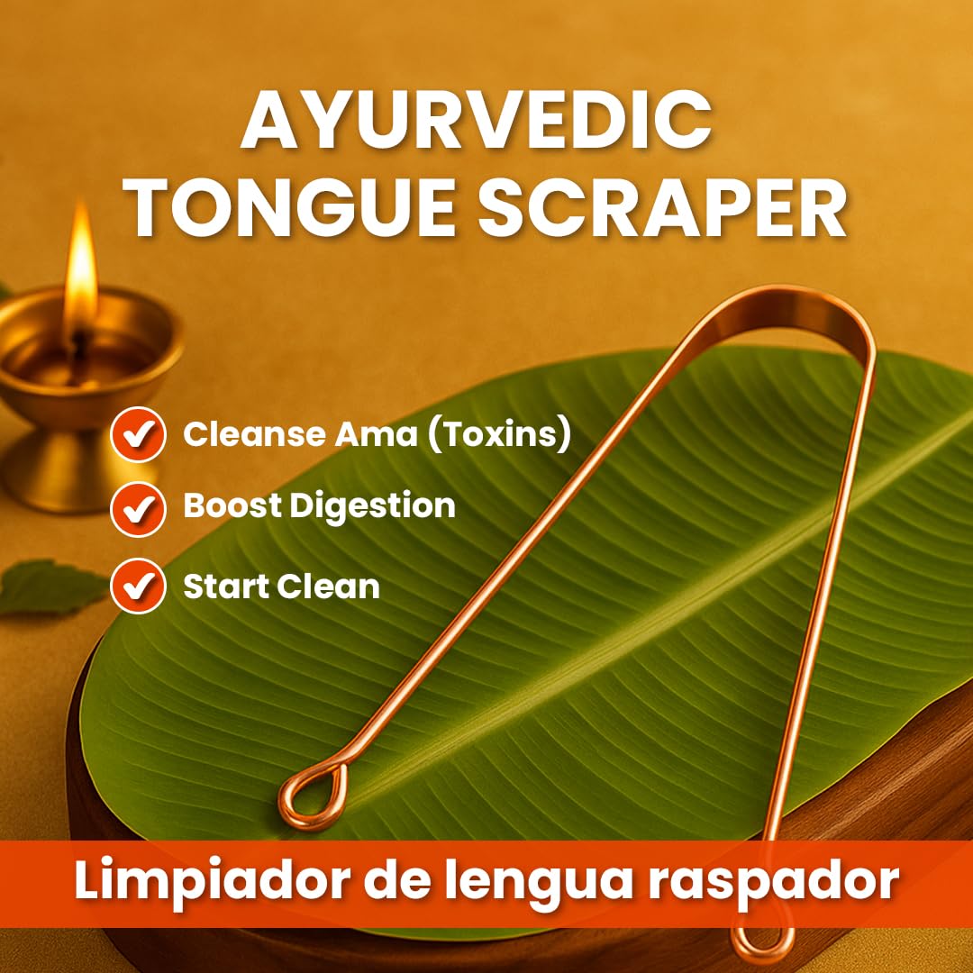 Natruveda grattoir langue cuivre, design ergonomique pour une utilisation douce.