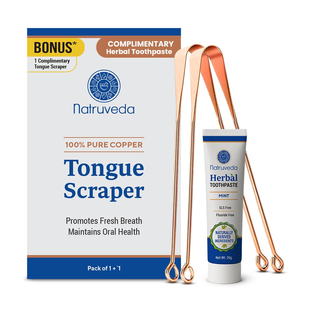 Natruveda grattoir langue cuivre, lot de 2, nettoyage quotidien efficace.