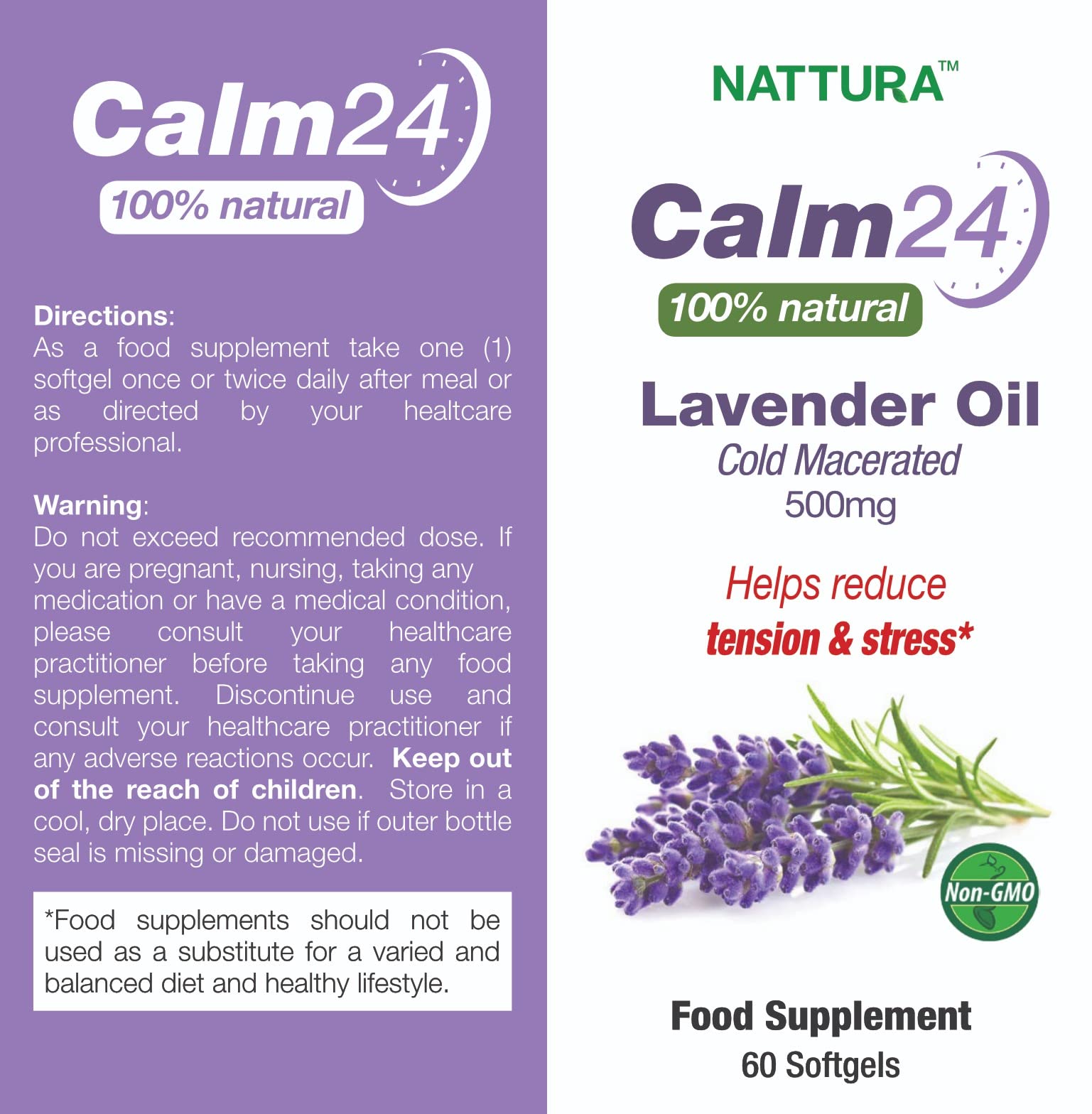 Nattura Calm Aid bouteille lavande, favorise la détente après une longue journée