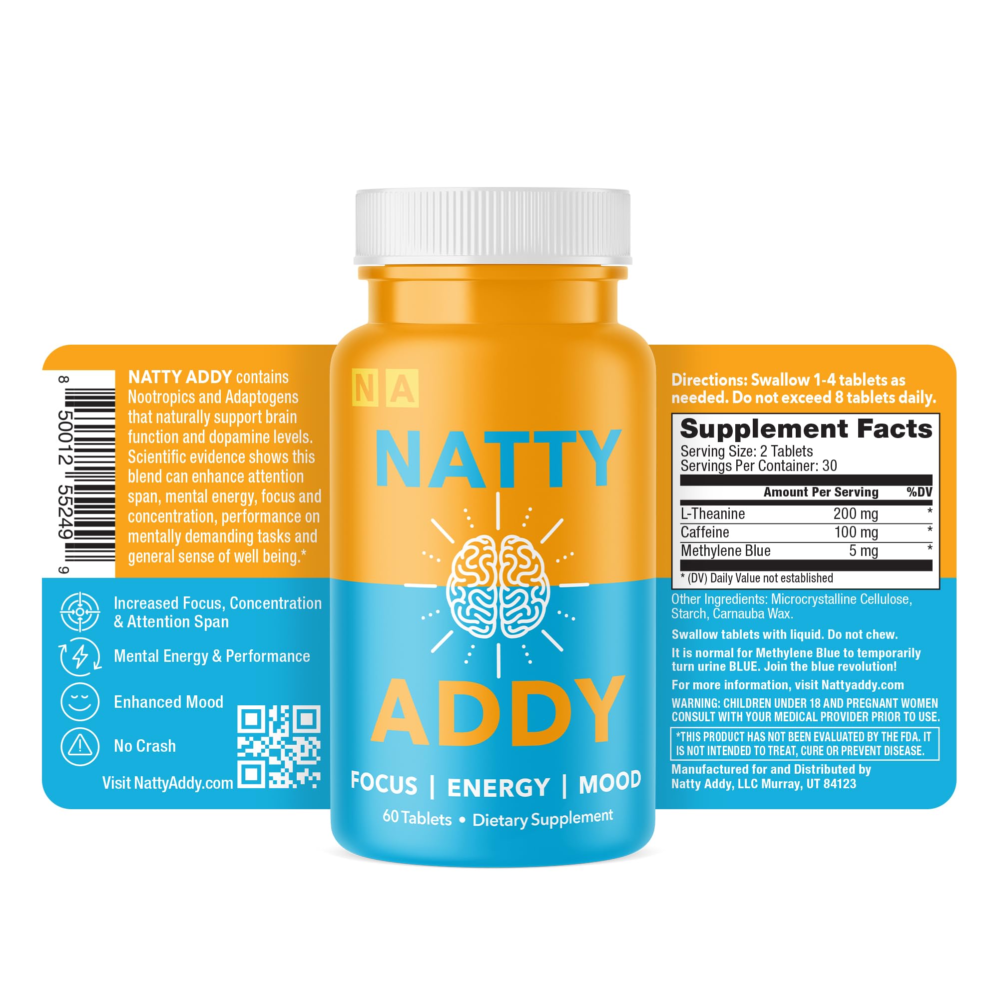 Natty Addy – capsules méthylène bleu pour mémoire et concentration