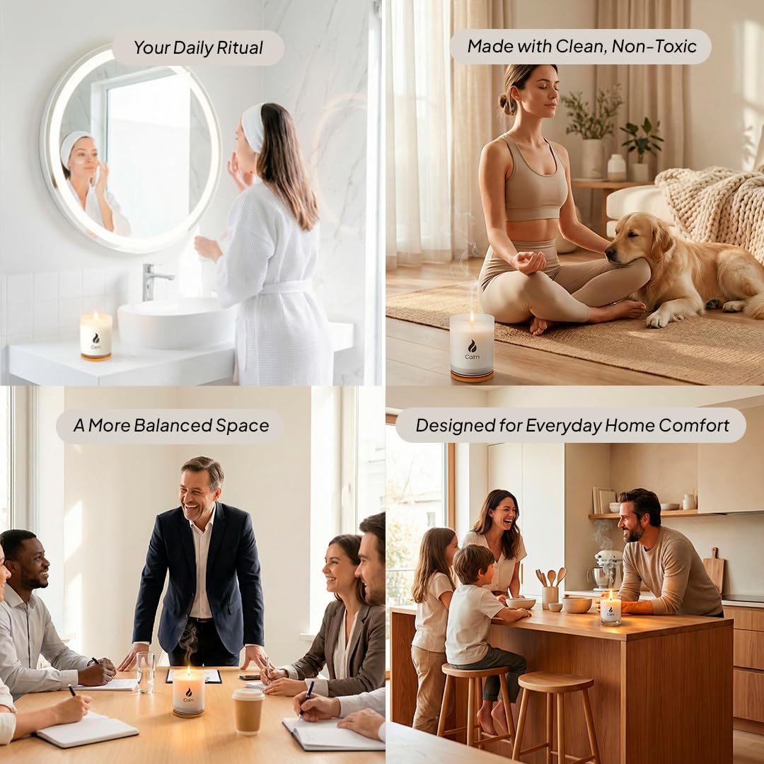 Natur IX Bougie Soja Bois et Couvercle, socle pratique et décoratif.