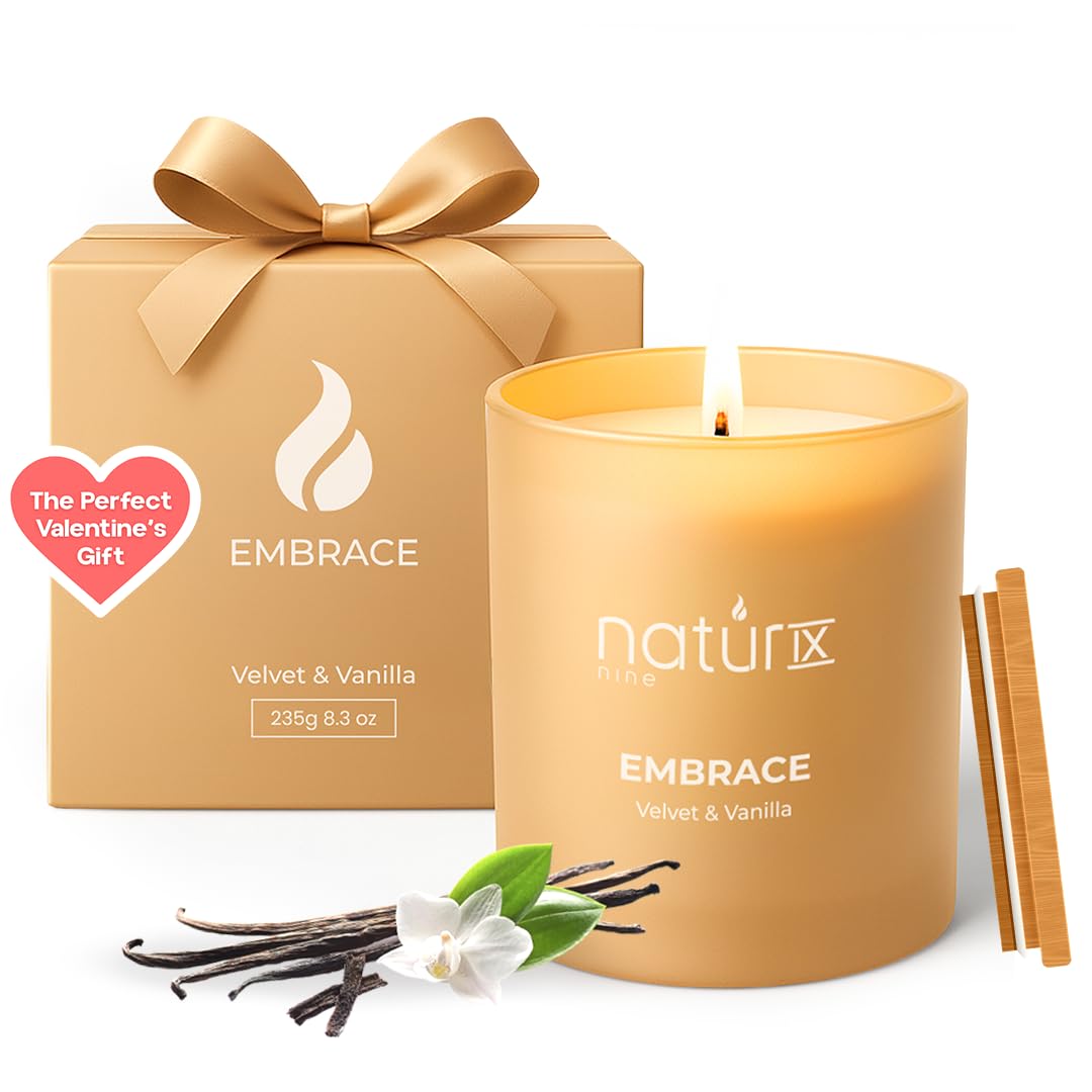 Natur IX Embrace: bougie Velours et Vanille pour ambiance chaleureuse.