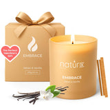 Natur IX Embrace: bougie Velours et Vanille pour ambiance chaleureuse.