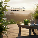 Natur IX Sunrise Bougie, etiquette détaillée indiquant poire-citrus-ylang-ylang et critères.