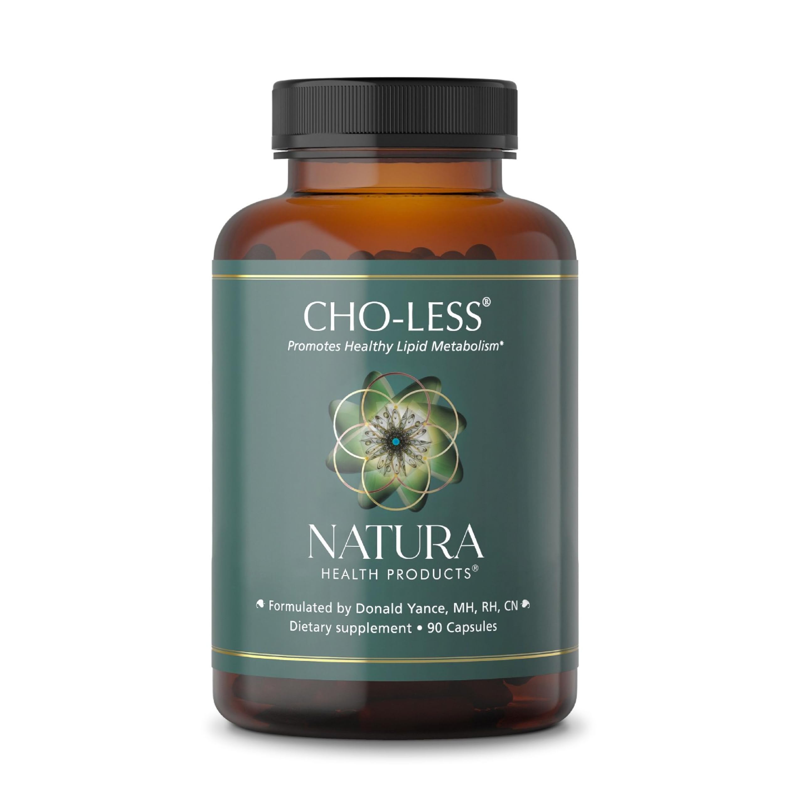 Natura Health Cho-Less: bouteille-cap capsules visibles, soutien potentiel au métabolisme lipidique.