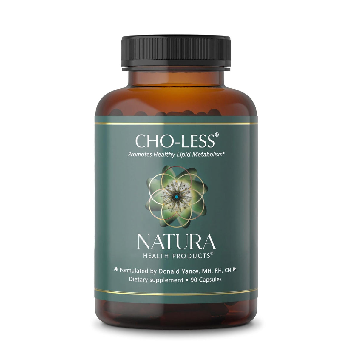 Natura Health Cho-Less: bouteille-cap capsules visibles, soutien potentiel au métabolisme lipidique.