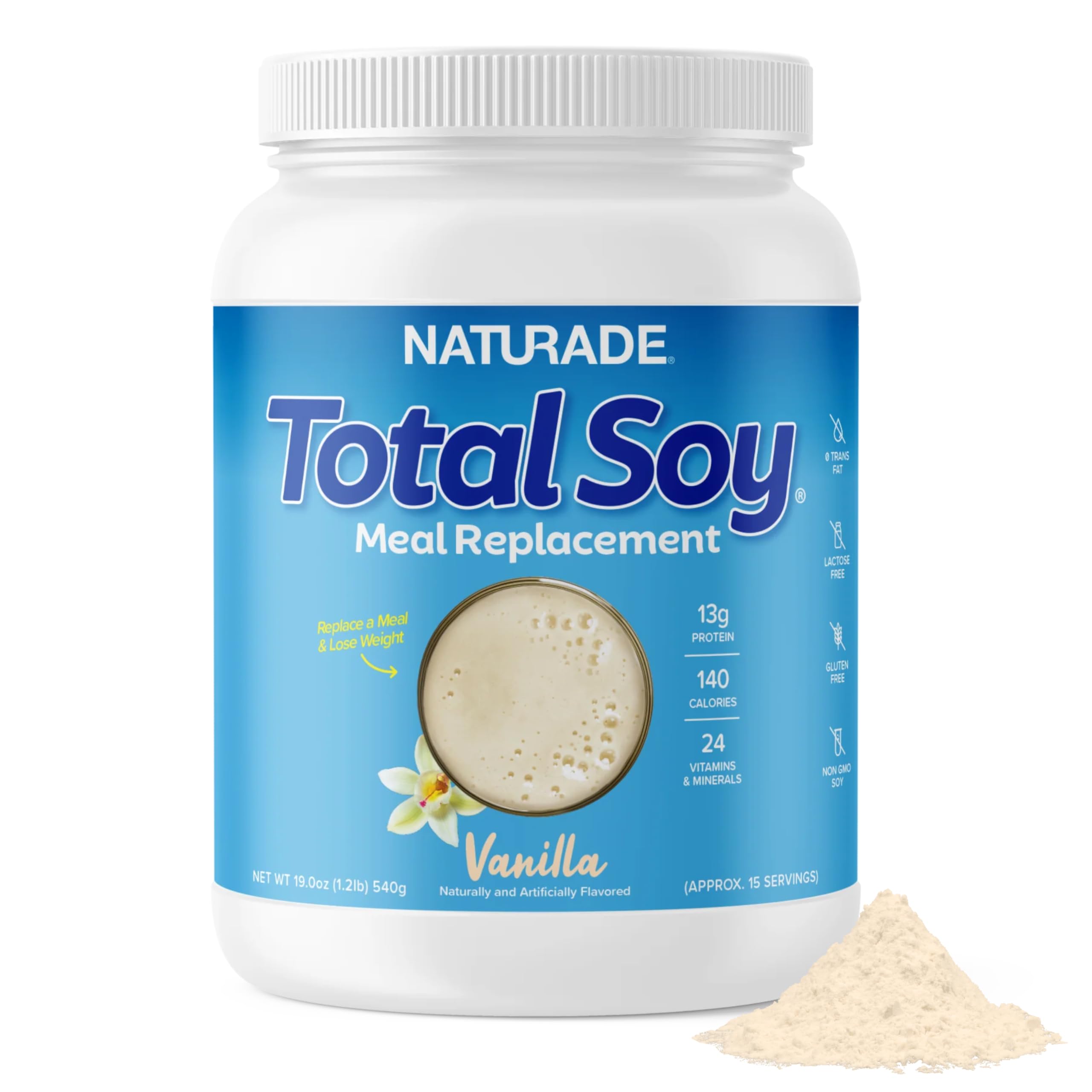 Naturade Total Soy poudre vanille, texture cremeuse ideale pour un petit-dejeuner nourrissant