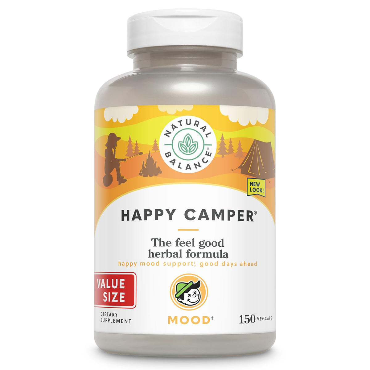 Bouteille Natural Balance Happy Camper prête à l'emploi avec soutien d'humeur potentiel.