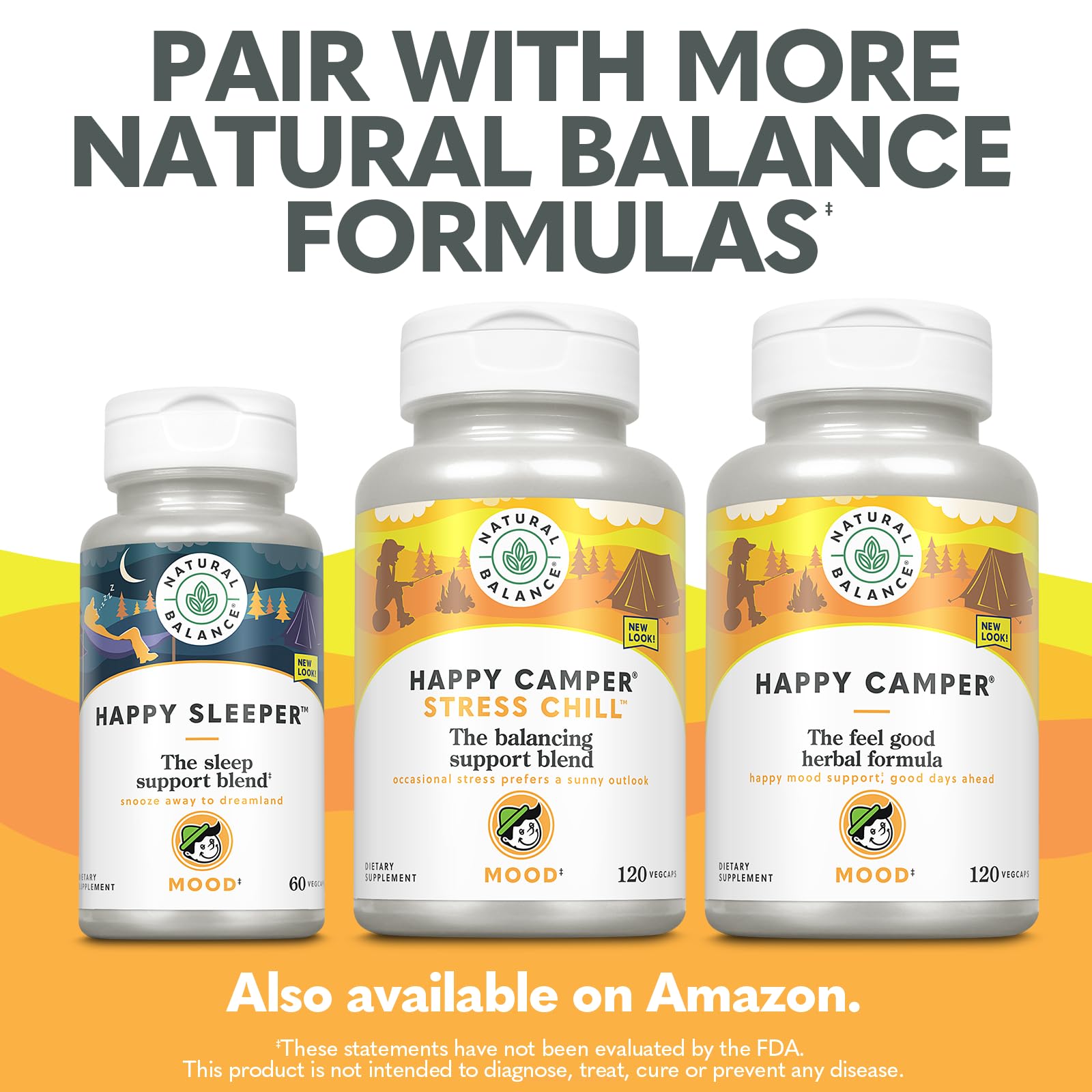 Natural Balance Happy Camper — vue du plan de travail avec conseils d’usage quotidiens.