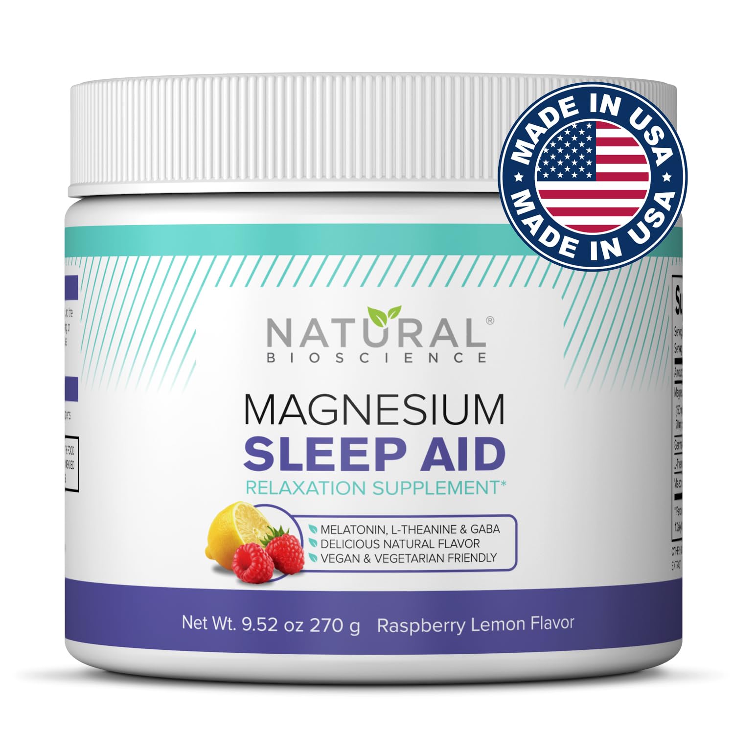 Natural BioScience Poudre Magnesium Sommeil Nuit en bouteille, favorise une nuit plus calme.